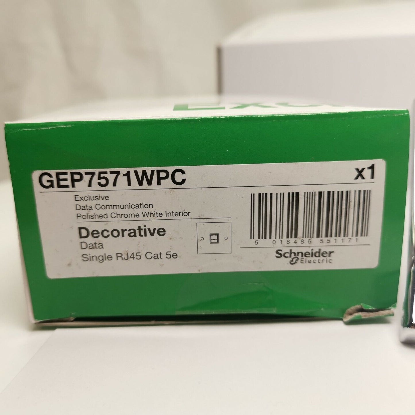 Schneider RJ45 CAT5 Internet Socket Silver Polished Chrome Data CAT5e GEP7571WPC