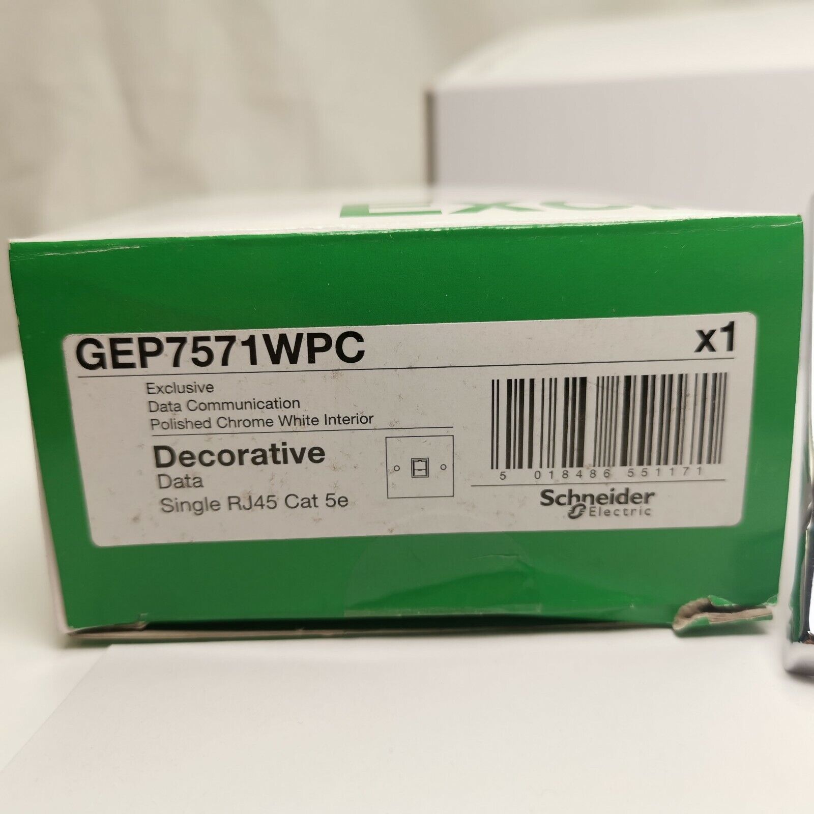 Schneider RJ45 CAT5 Internet Socket Silver Polished Chrome Data CAT5e GEP7571WPC
