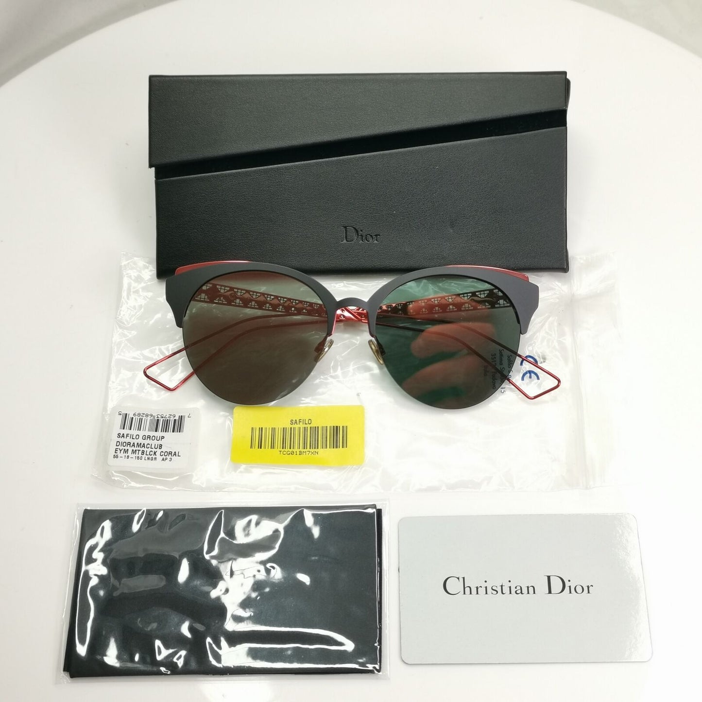 Authentic Dior Womens Mirror Sunglasses Coral Pink Black Diorama Club EYMAP