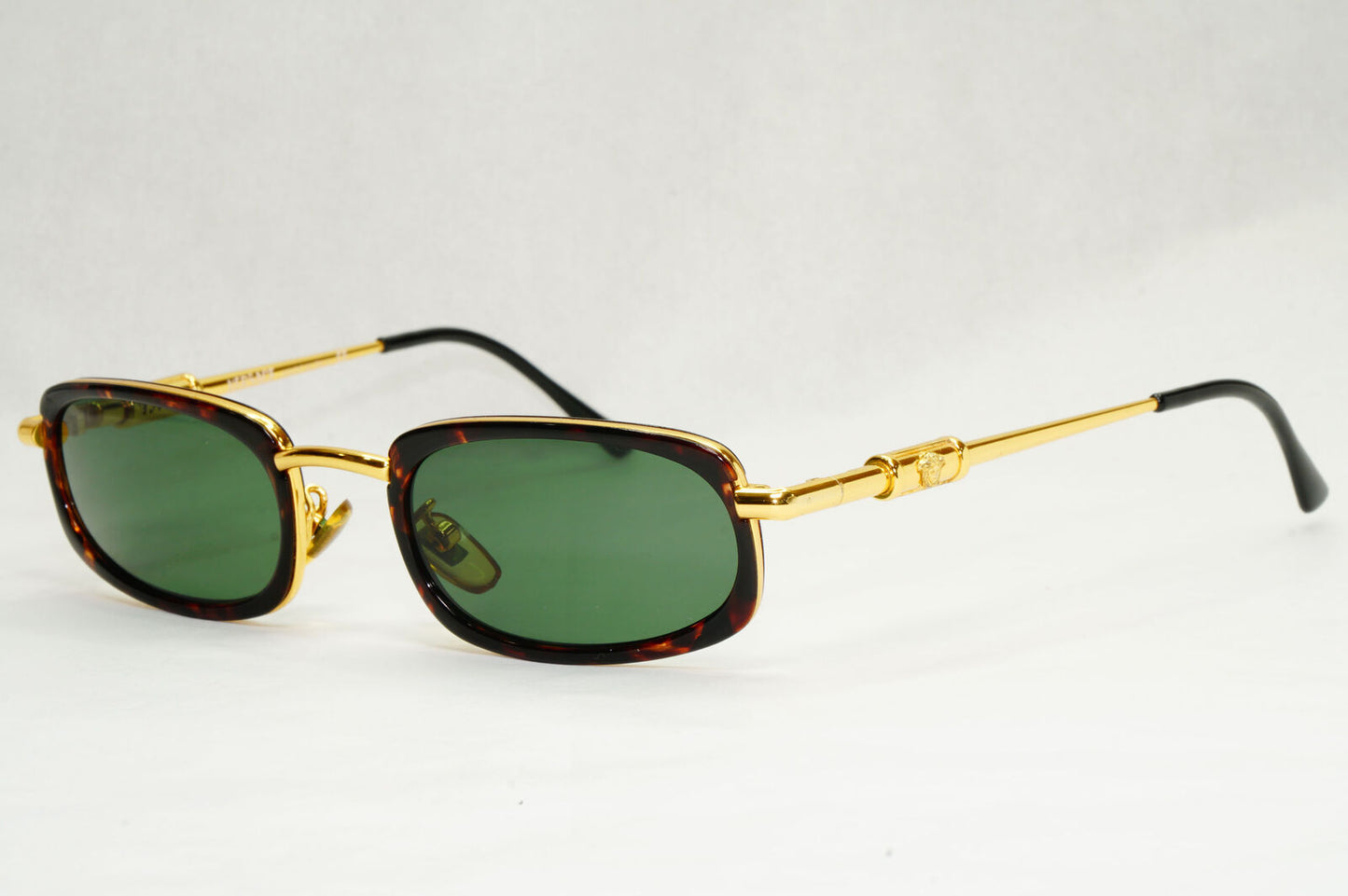 Gianni Versace 1995 Sunglasses Gold Tortoise Green MOD X12 COL A11 50mm 200124
