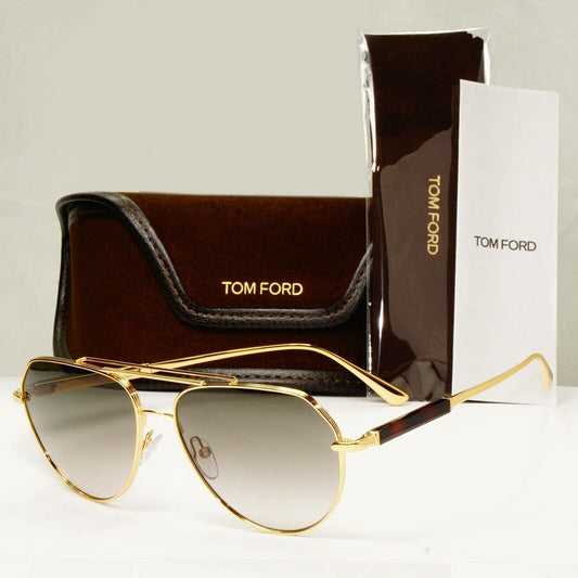 Tom Ford Sunglasses Gold Pilot Metal Brown Andes FT0670 TF 670 30B [b] 38157