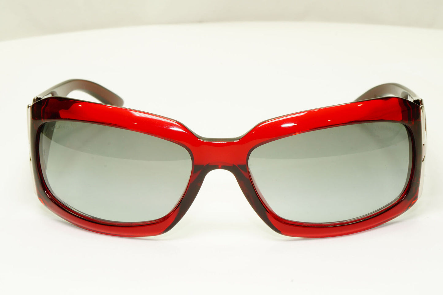 Bvlgari 2005 Vintage Sunglasses Red Burgundy Grey Silver Womens Wrap 860 518/11