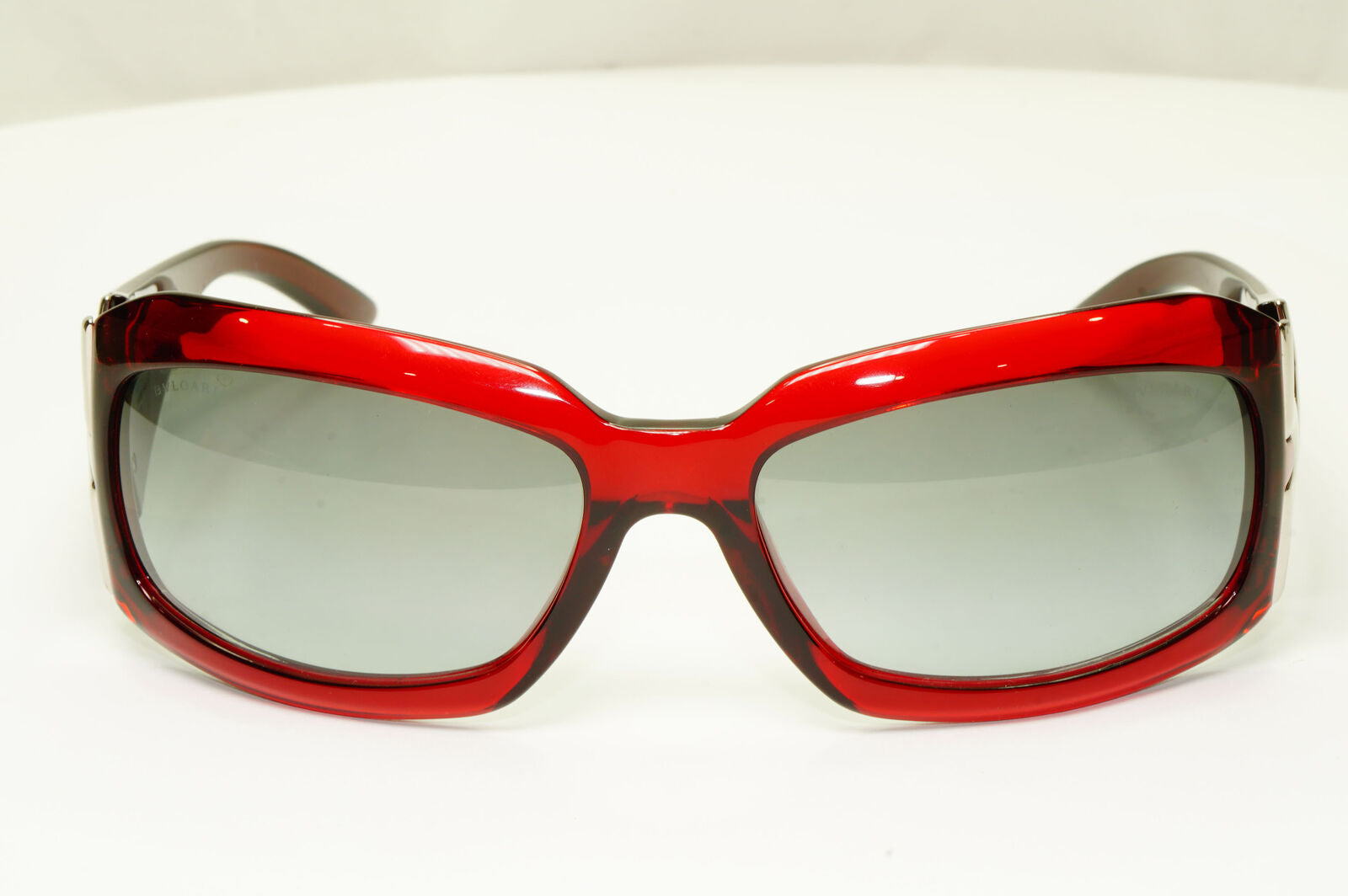 Bvlgari 2005 Vintage Sunglasses Red Burgundy Grey Silver Womens Wrap 860 518/11