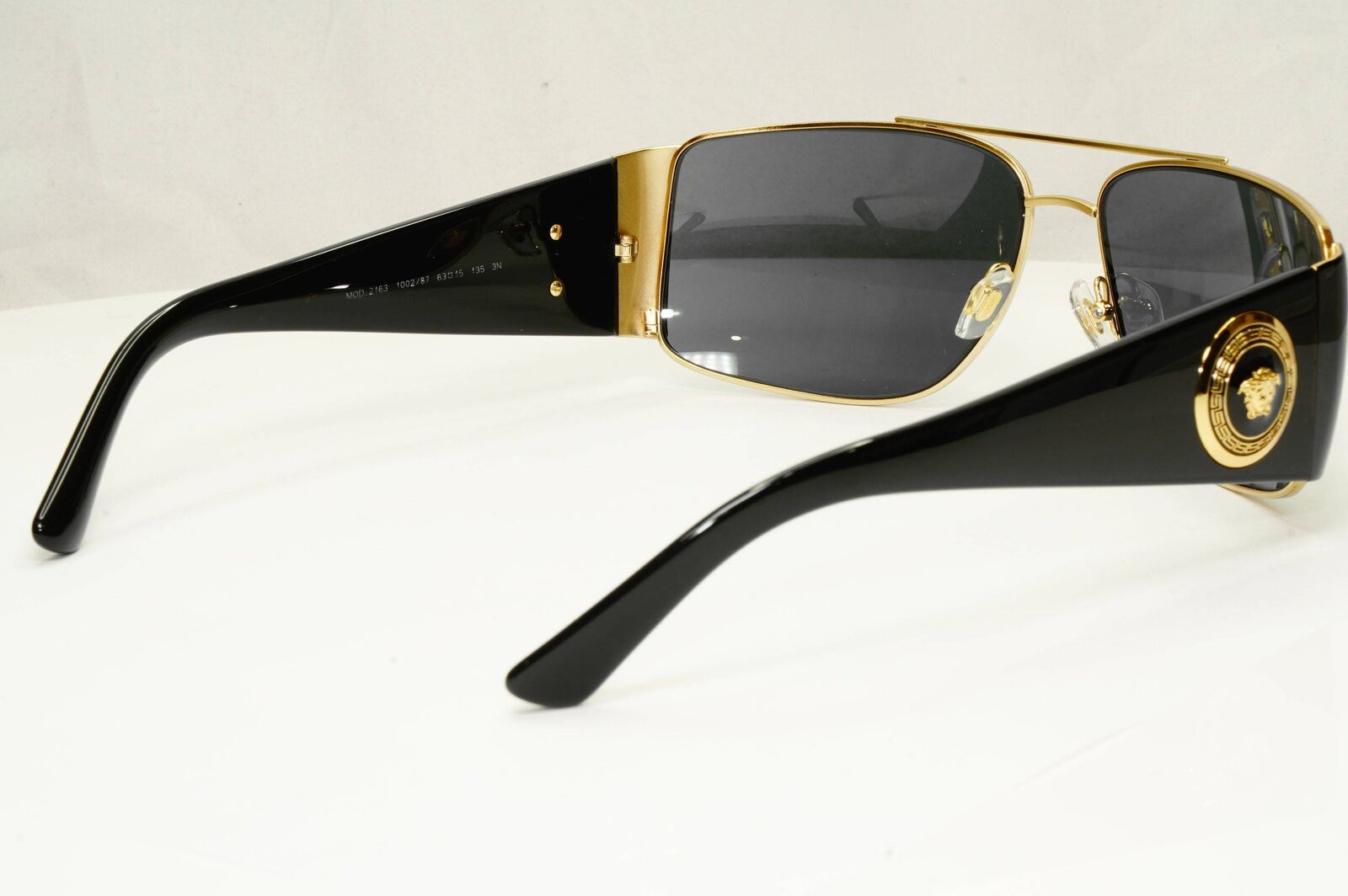 Versace Sunglasses Black Gold Medusa Square Metal MOD VE 2163 1002/87