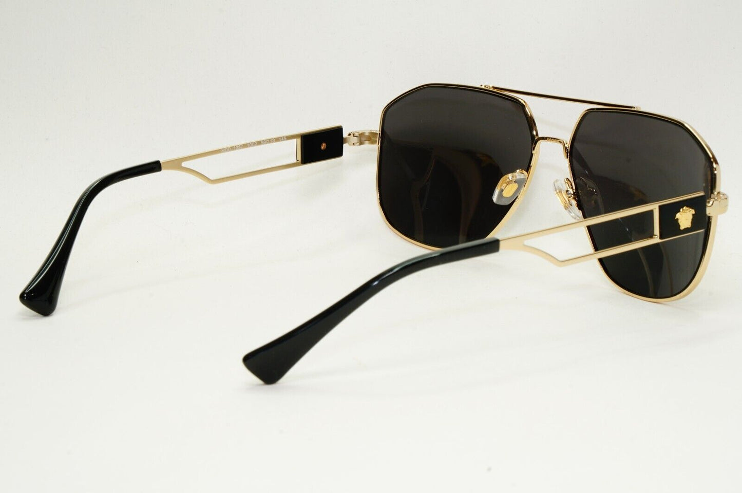 Versace Sunglasses Navigator Black Gold Pilot Metal Medusa MOD VE 1287 1002 59mm