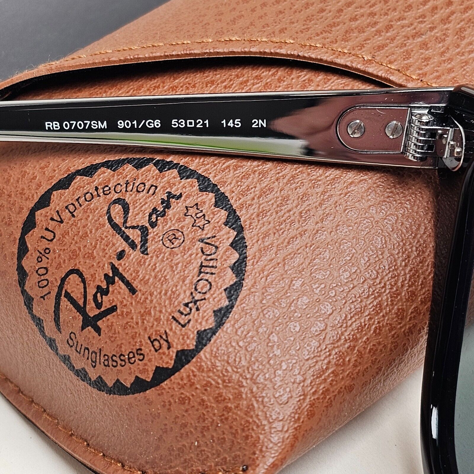 Ray-Ban Sunglasses Black Gunmetal Grey Mirrored RB 0707SM 901/G6 53mm