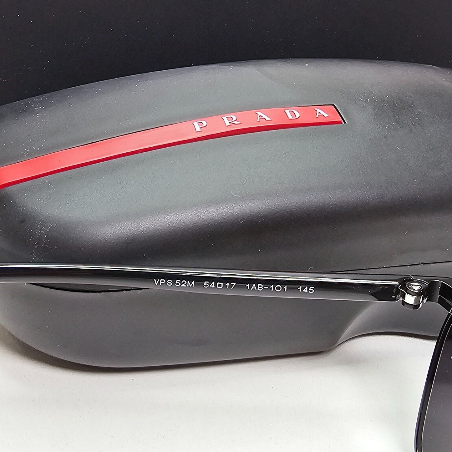 Prada Sunglasses Black Glossy Square Angular Rossa PS52MV VPS 52M 1AB-1O1 54mm
