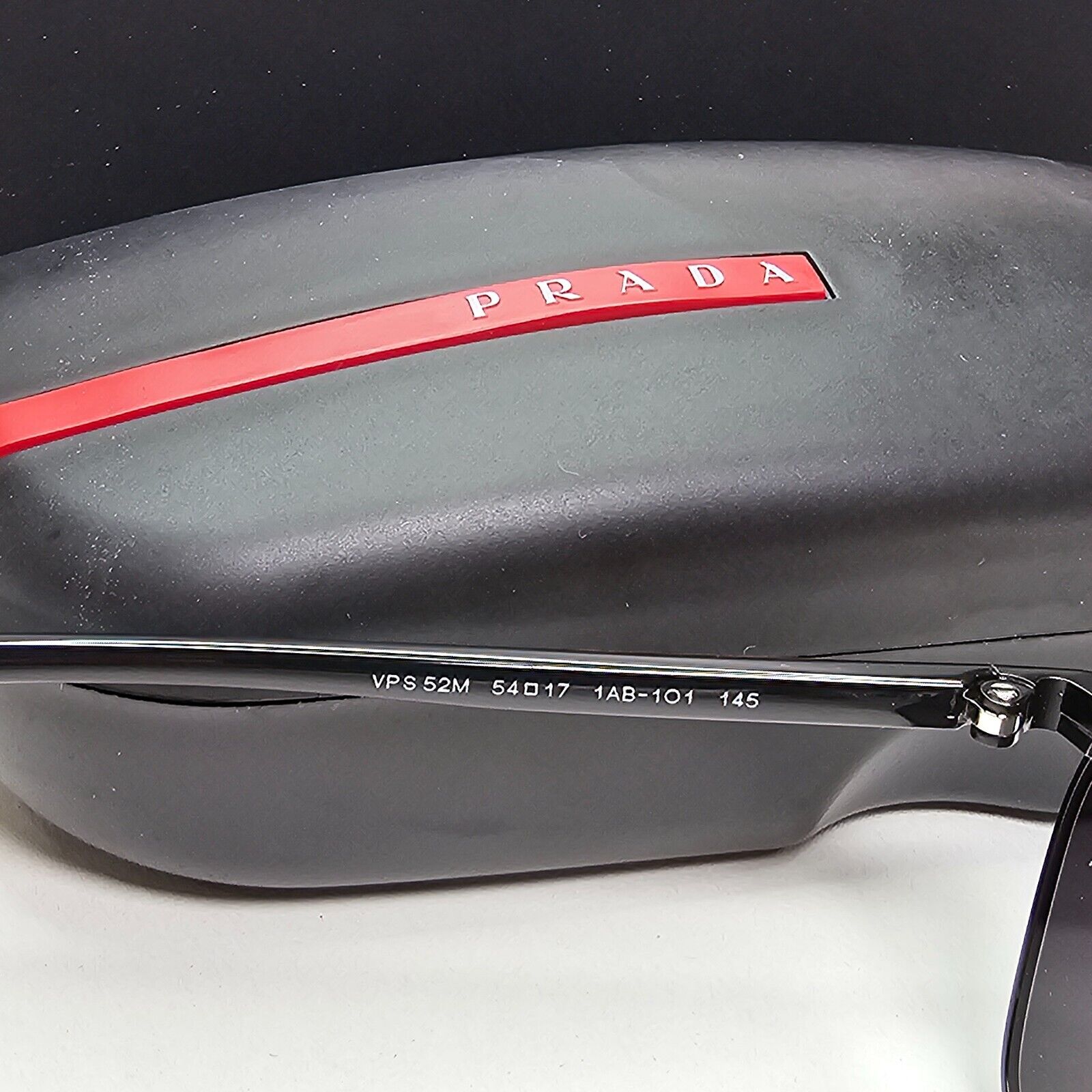 Prada Sunglasses Black Glossy Square Angular Rossa PS52MV VPS 52M 1AB-1O1 54mm