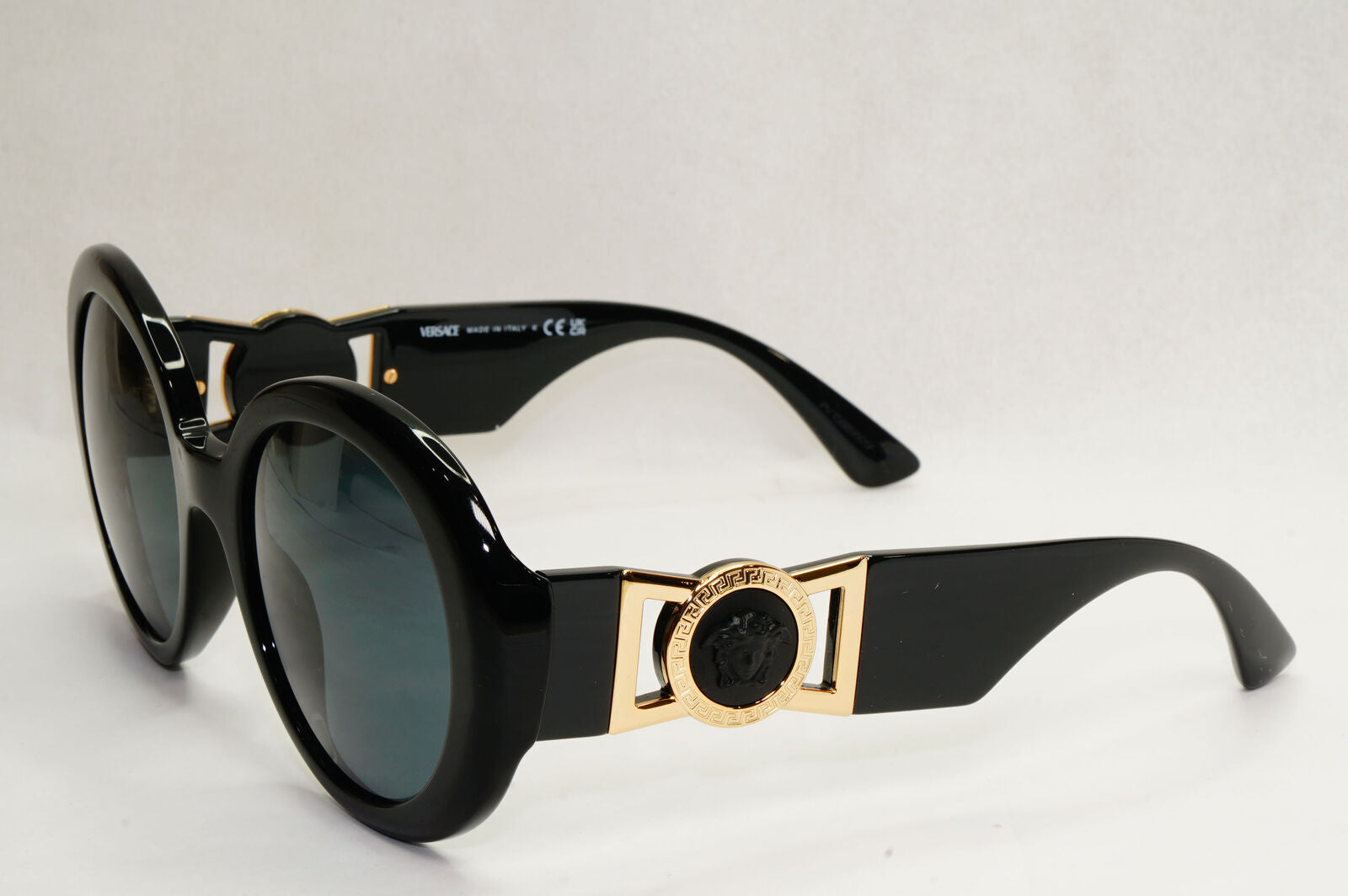 Versace Sunglasses Black Gold Medusa Round Oval Oversized MOD VE 4414 GB1/87