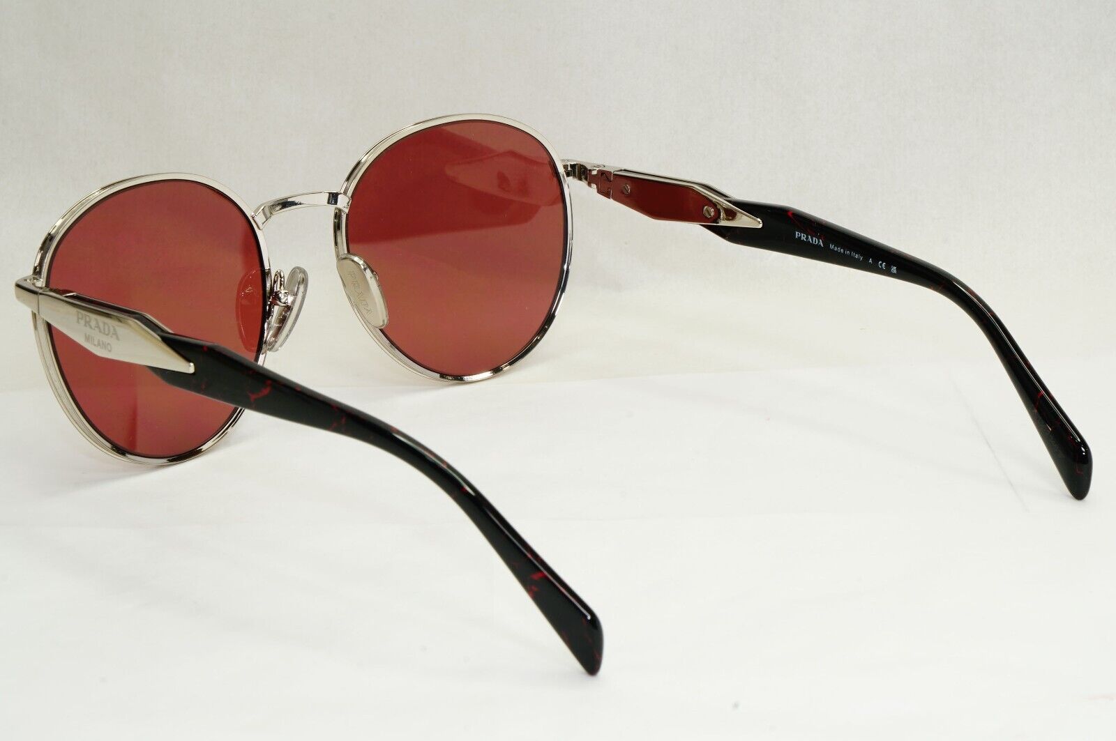 Prada Sunglasses Silver Dark Violet Bordo Round Metal PR56ZS SPR 56Z 1BC-08S