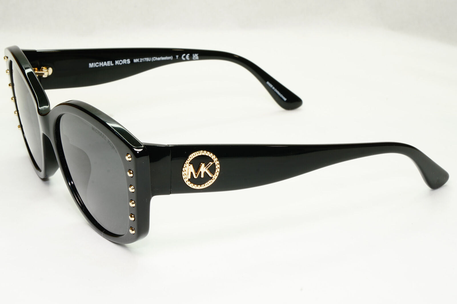 Michael Kors Sunglasses Black Gold Studs Square MK 2175U Charleston 300587