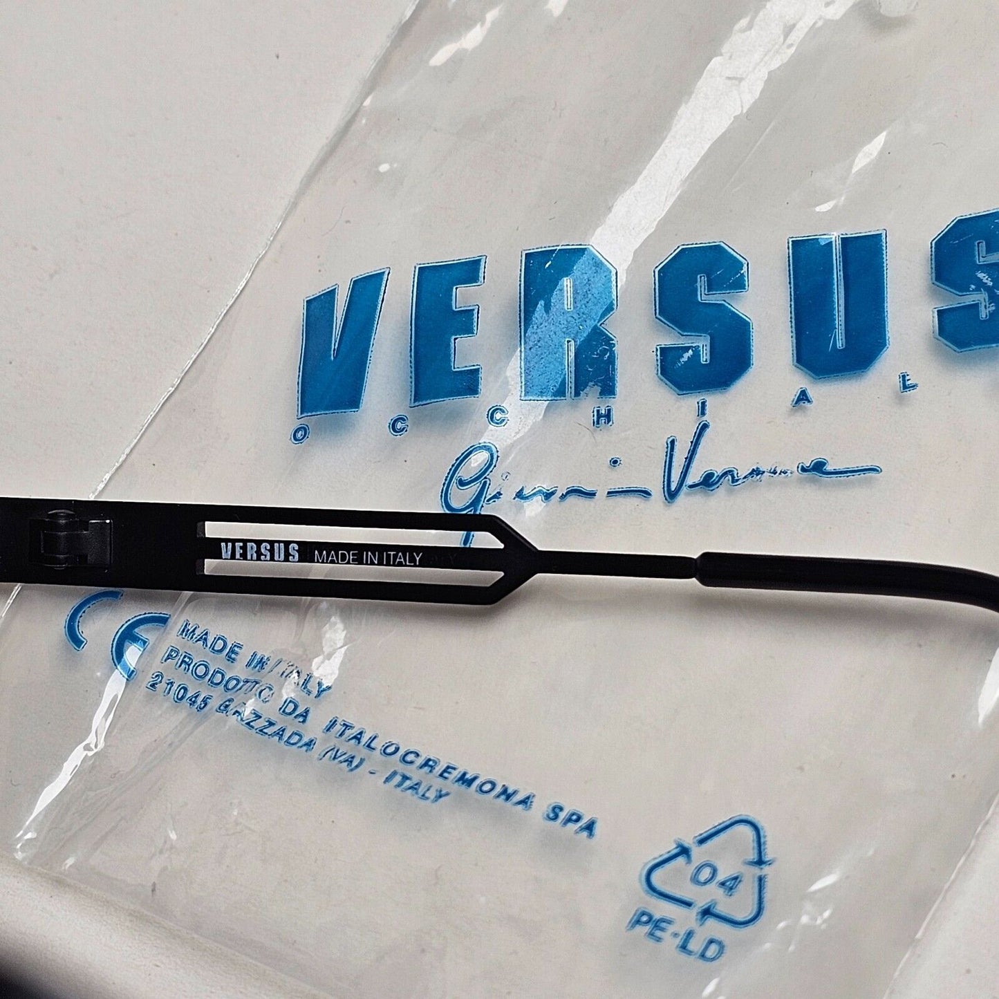 Versus Sunglasses 1996 by Gianni Versace Vintage Black Oval Wrap MOD F34 COL 028