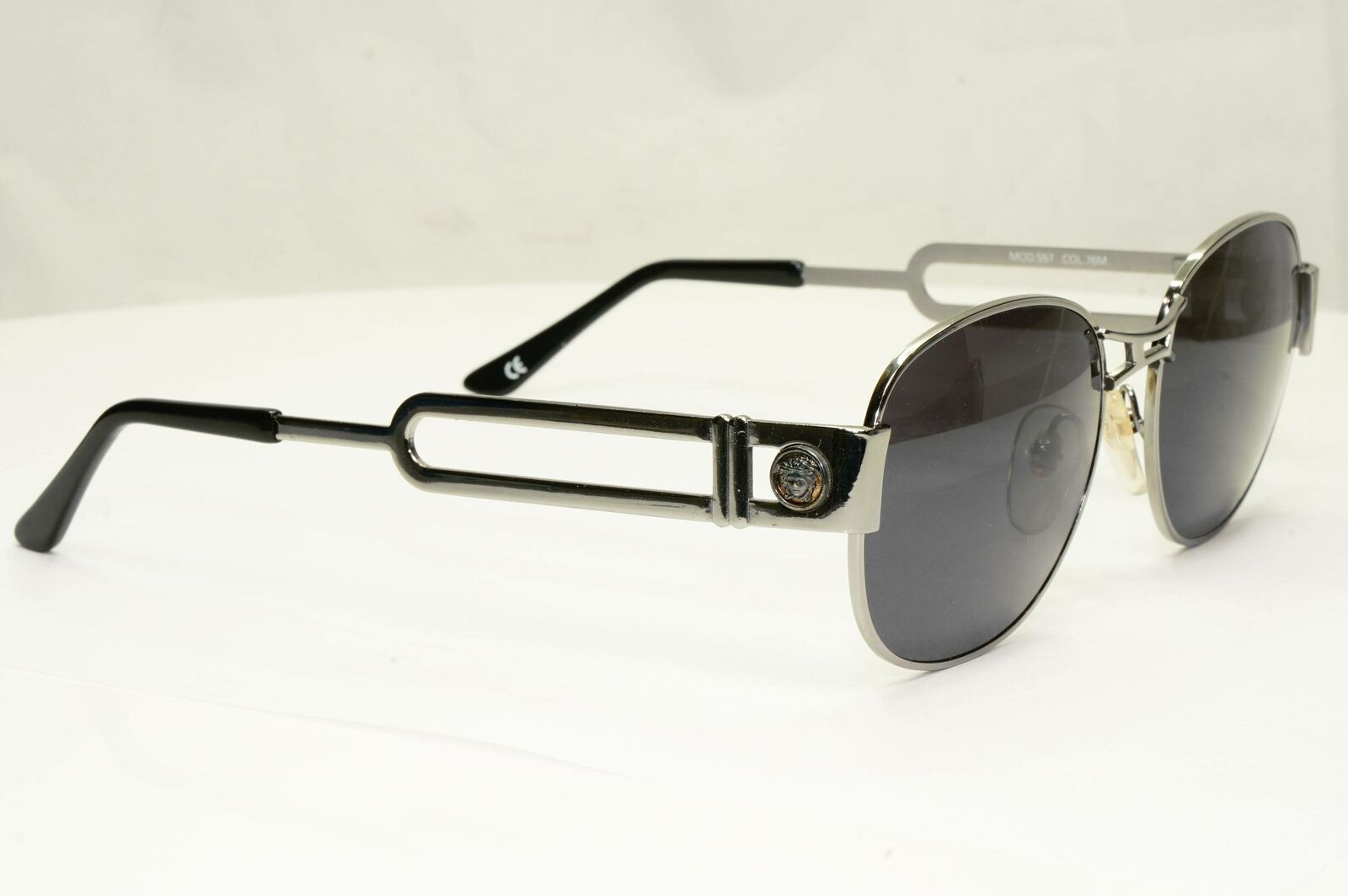 Gianni Versace 1996 Vintage Mens Silver Medusa Metal Sunglasses MOD S57 COL 76M