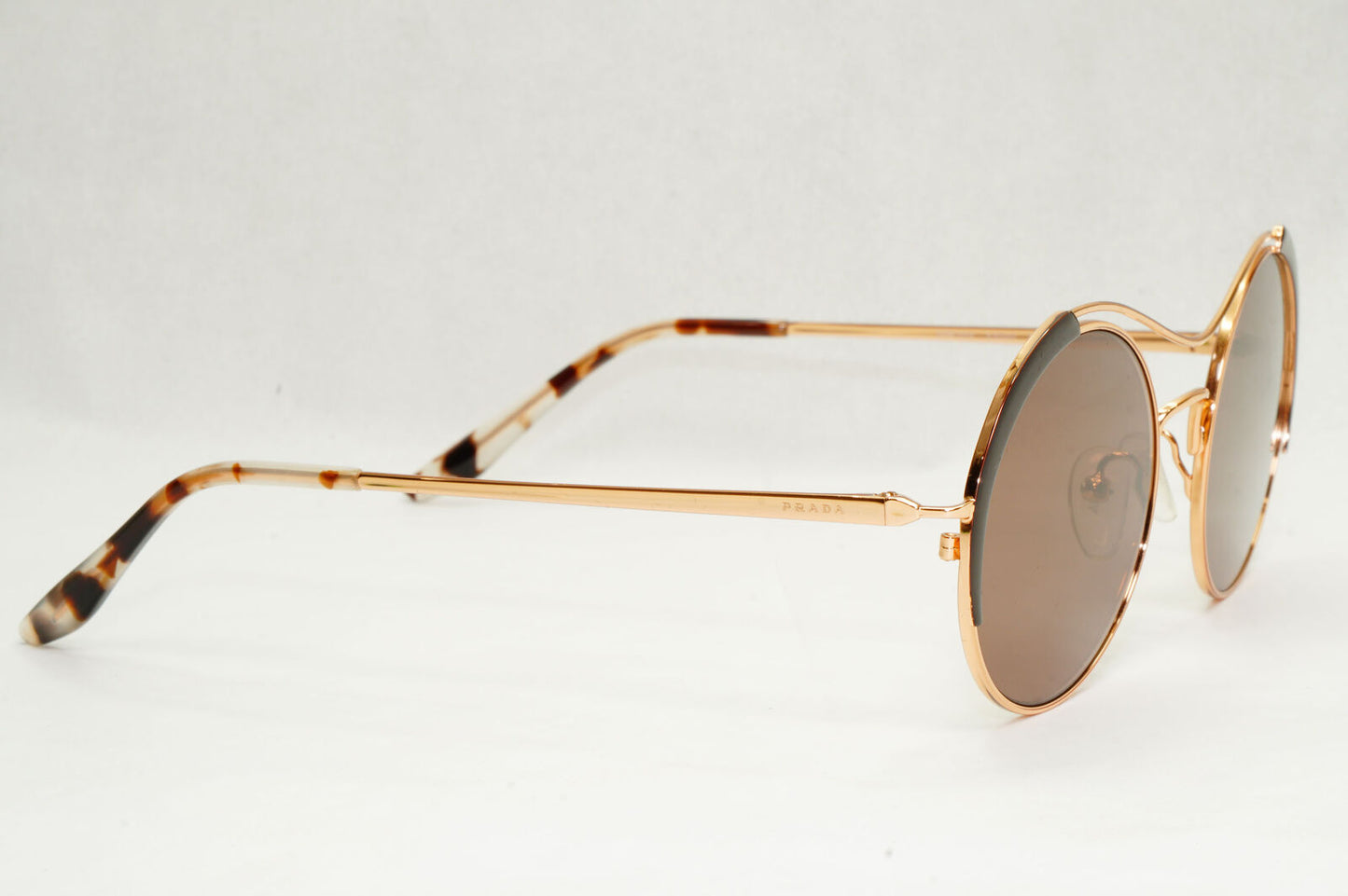 Prada Sunglasses Gold Brown Mirror Round Oval Metal PR55VS SPR 55V 331-408 50mm