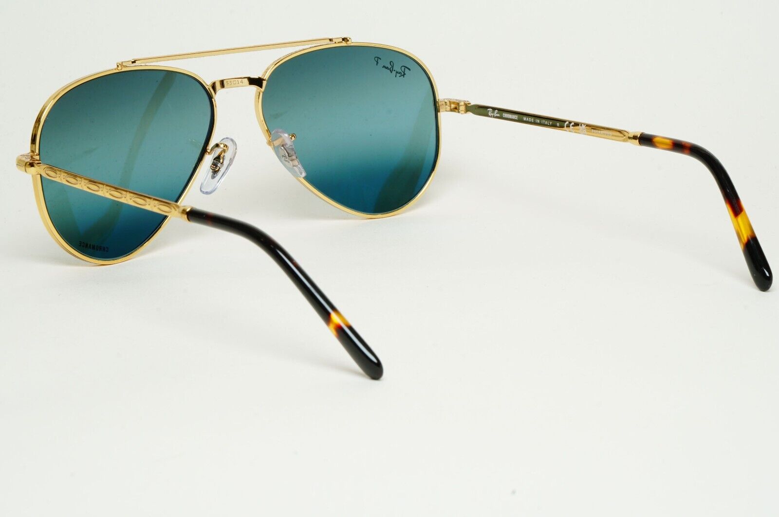 Ray-Ban Sunglasses Polarized New Aviator Gold Blue Green RB 3625 9196/G6 55mm