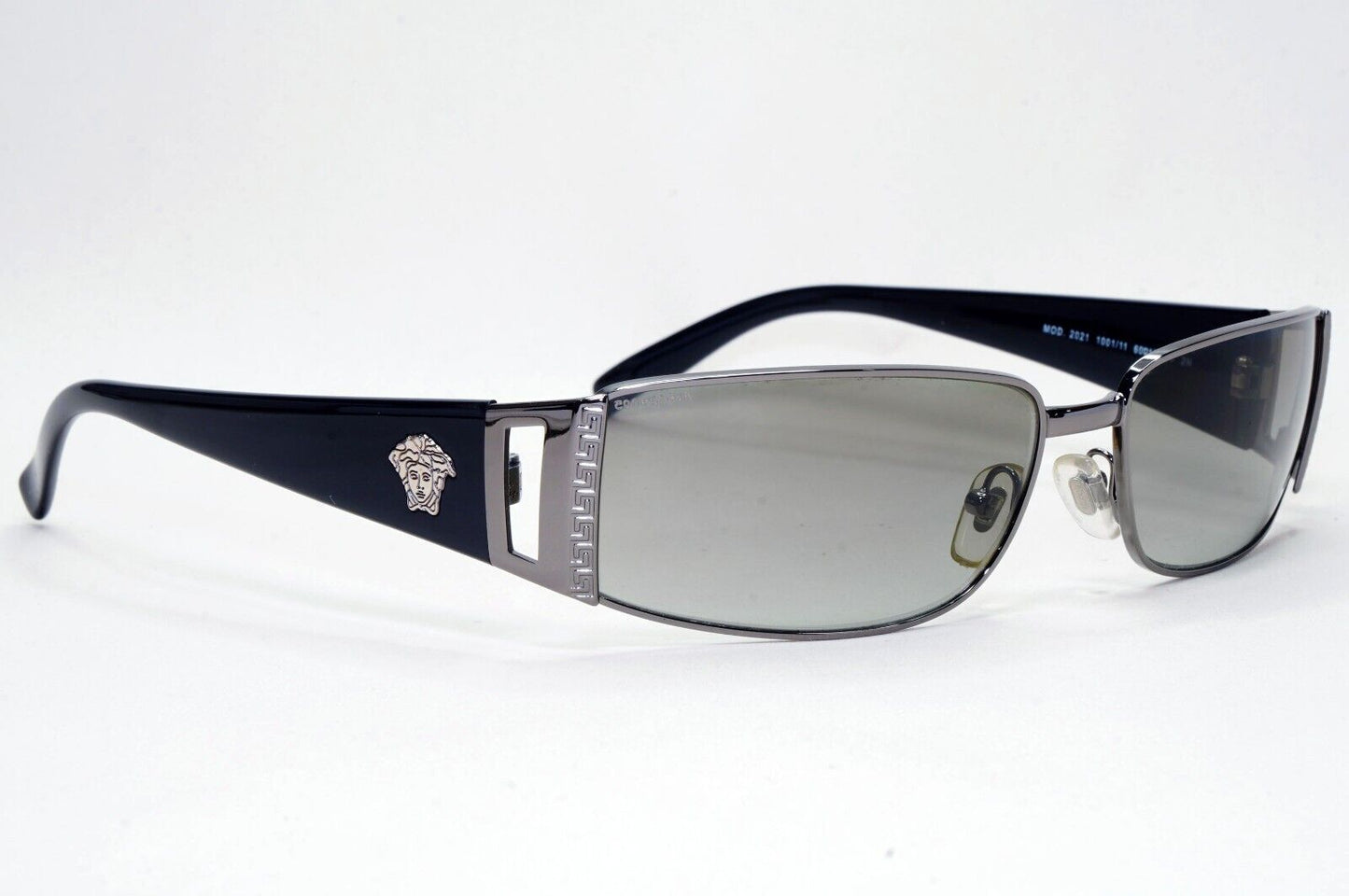 Versace Sunglasses 2003 Vintage Black Grey Rectangle MOD 2021 1001/11 311024