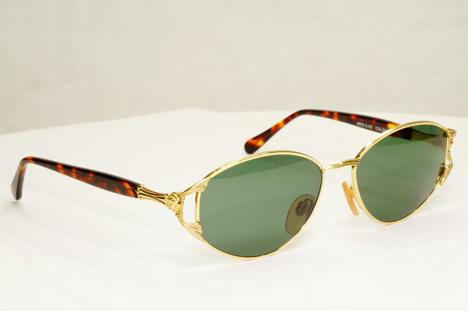 Gianni Versace 1995 Vintage Gold Medusa Green Brown Sunglasses MOD G40 COL 03L A
