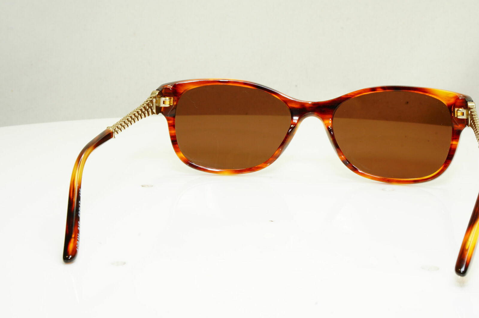 Bvlgari Gold Pearl Sunglasses Brown Rectangle Chain Womens 4081 816 30416