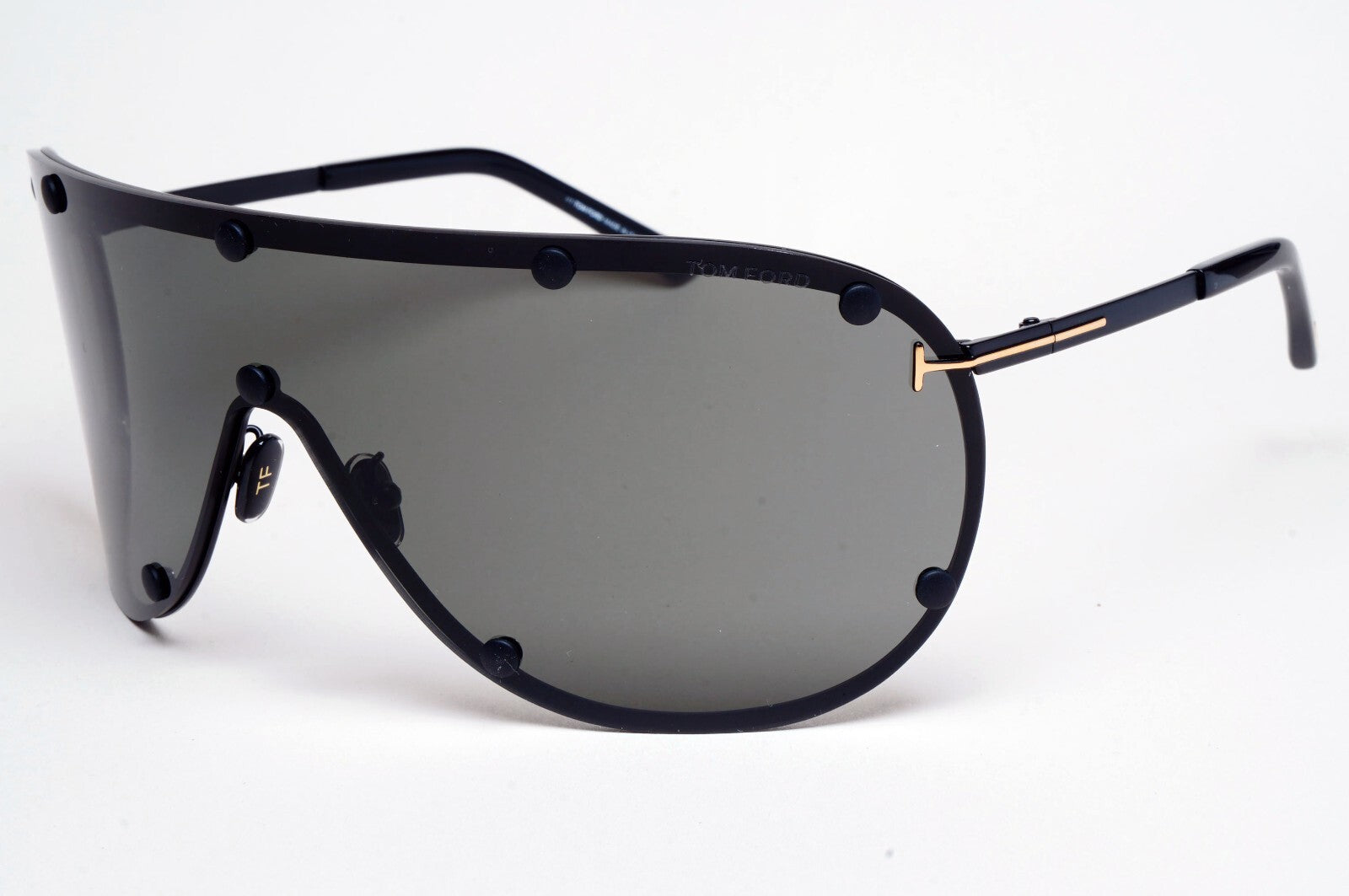 Tom Ford Sunglasses Kyler Black Grey Gold Shield Visor FT1043 TF 1043 02A