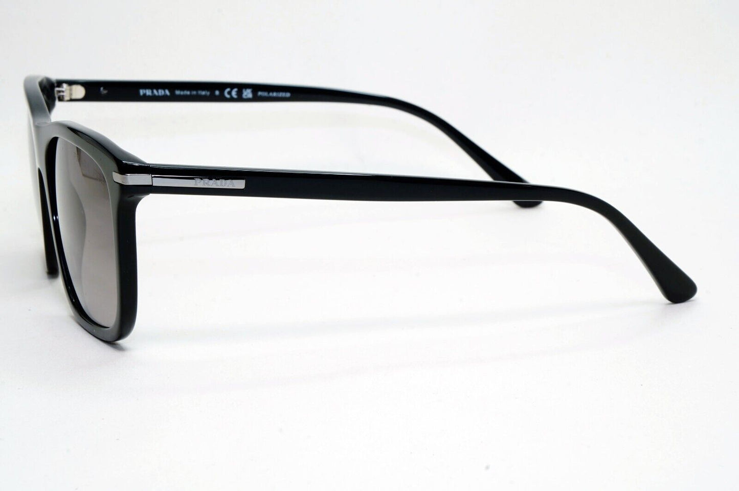 Prada Sunglasses Black Grey Polarized Glass Lens Square PR18WS SPR 18W 1AB-09G