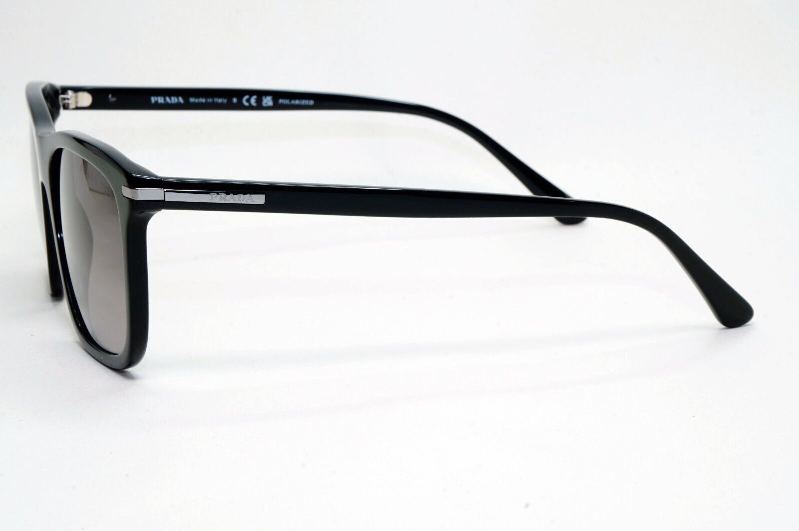 Prada Sunglasses Black Grey Polarized Glass Lens Square PR18WS SPR 18W 1AB-09G