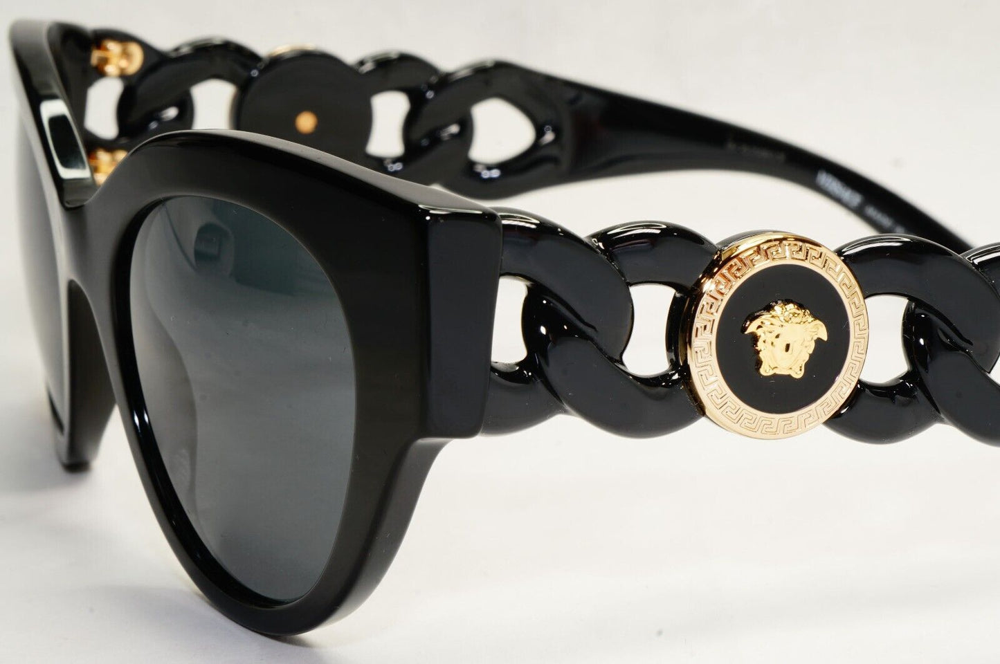 Versace Sunglasses Chain Black Gold Medusa Dark Grey MOD VE 4408 GB1/87 52mm
