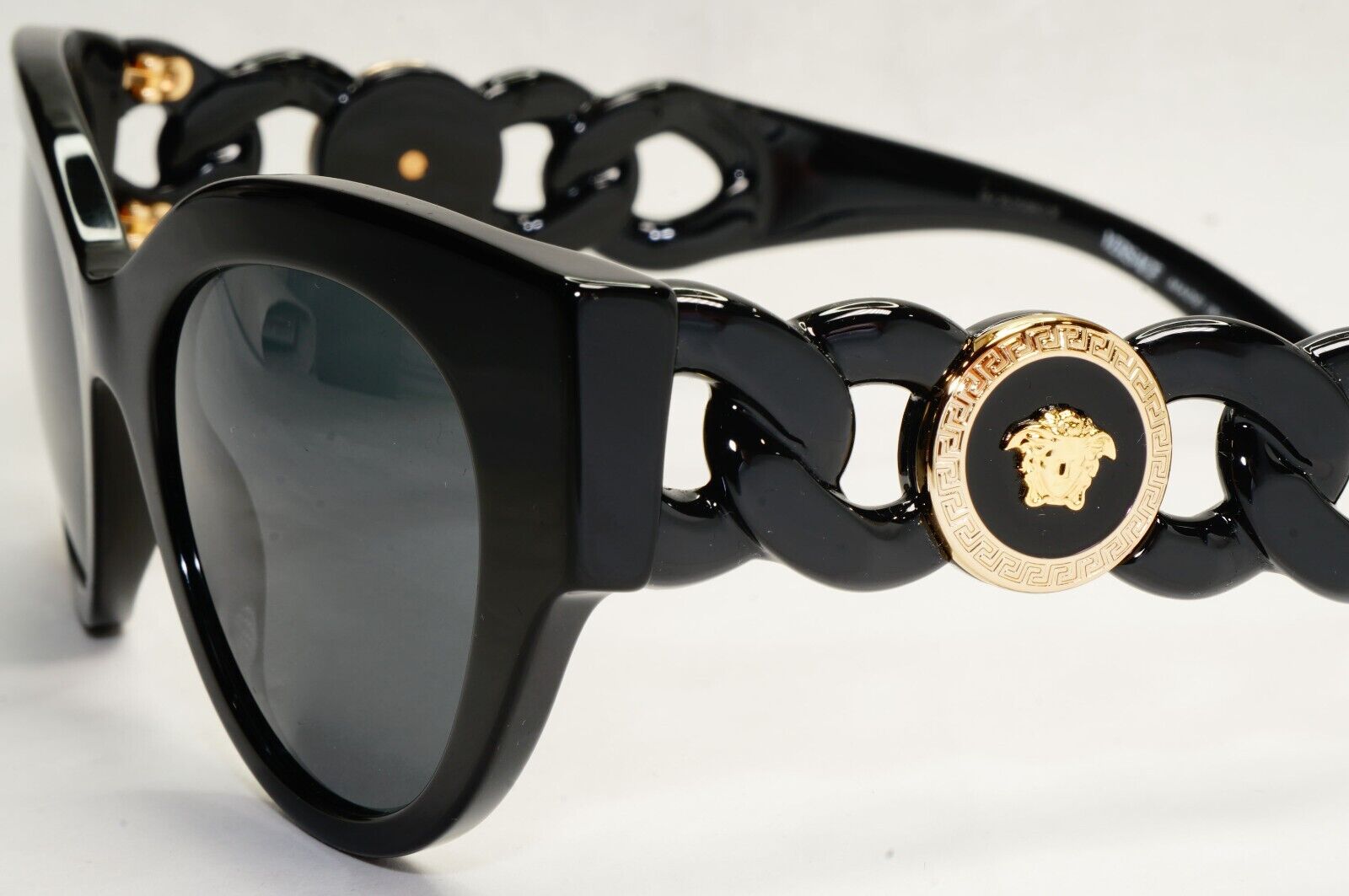 Versace Sunglasses Chain Black Gold Medusa Dark Grey MOD VE 4408 GB1/87 52mm