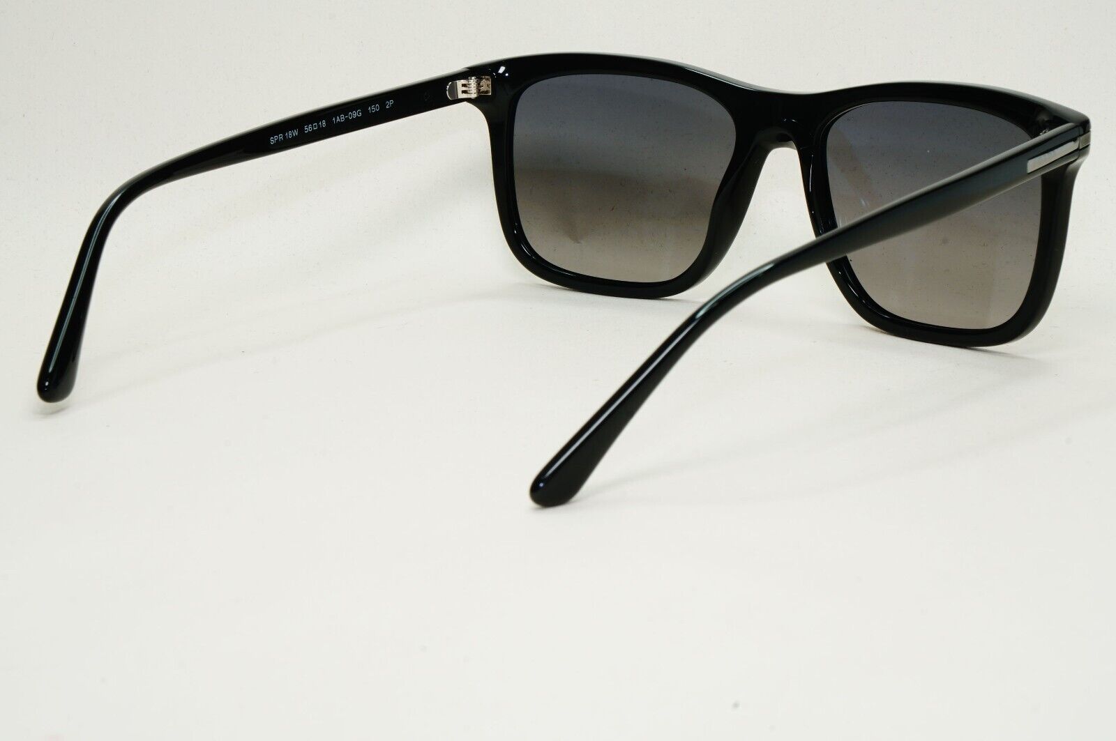 Prada Sunglasses Black Grey Polarized Glass Lens Square PR18WS SPR 18W 1AB-09G