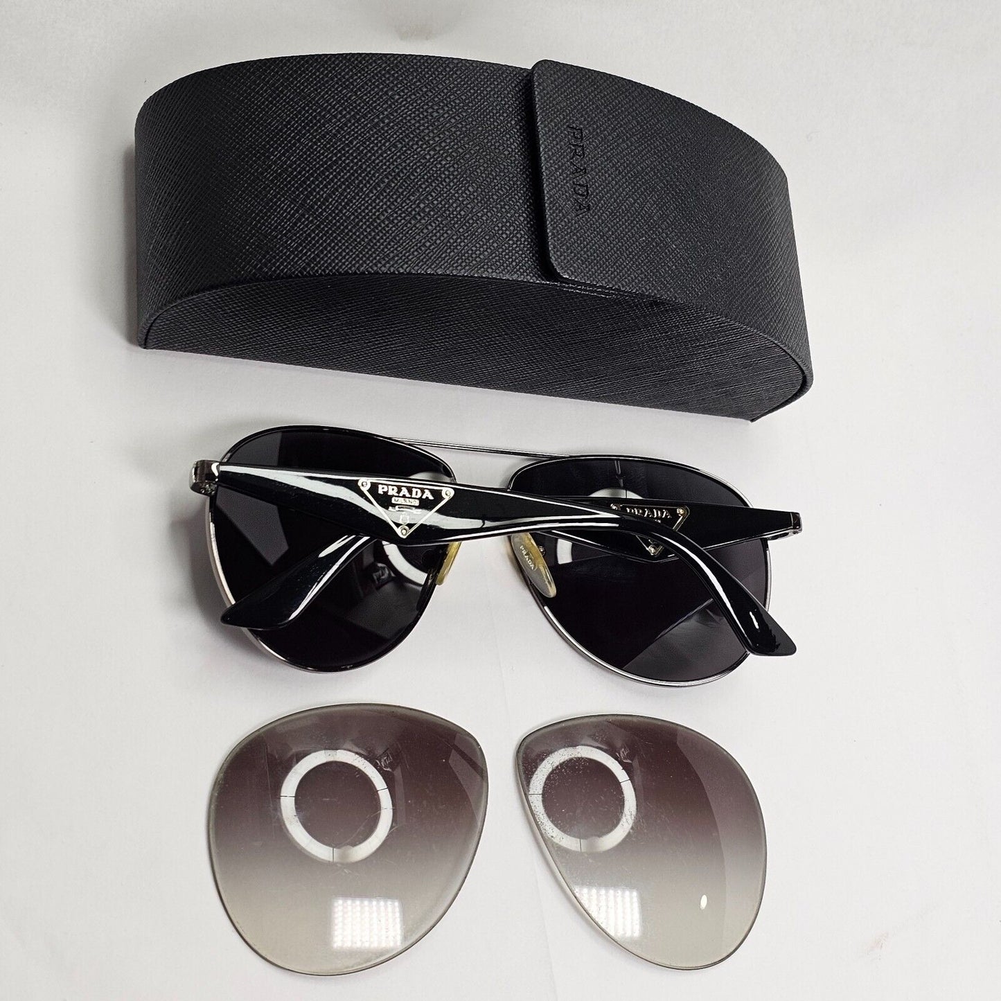 Prada Sunglasses Triangle Logo Pilot Gunmetal Black PR53QS SPR 53Q 5AV0A7 270324