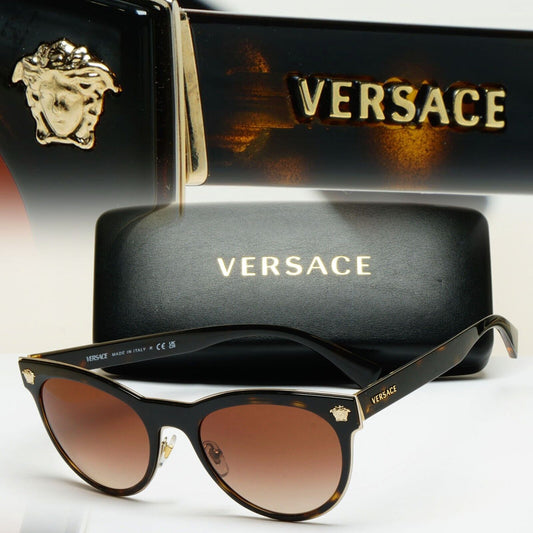 Versace Sunglasses 2018 Square Brown Gold Medusa MOD VE 2198 1252/13 54mm 110225