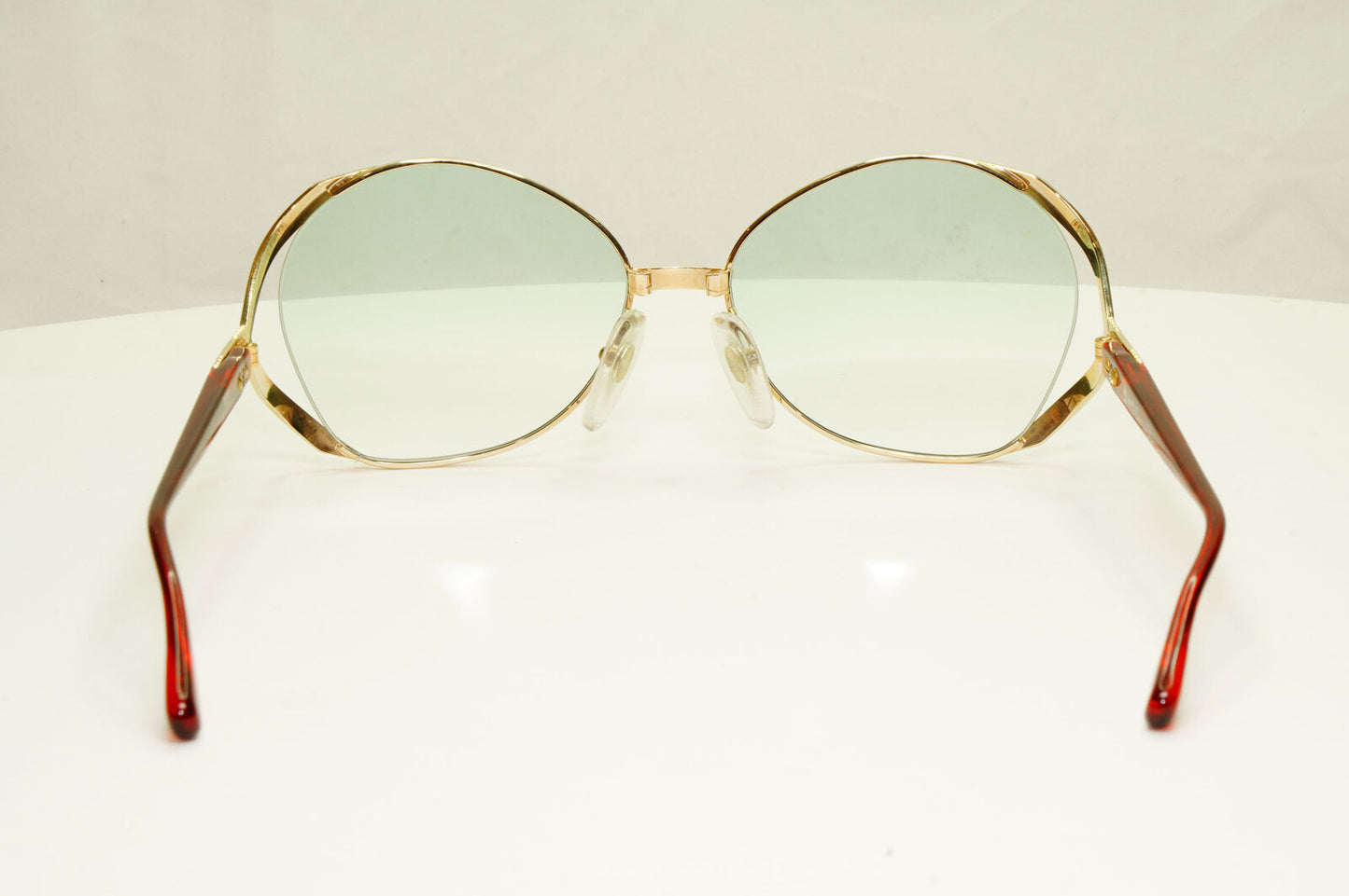 Dior 1990s Gold Sunglasses Austria Red Green Vintage Square Womens 2692 43
