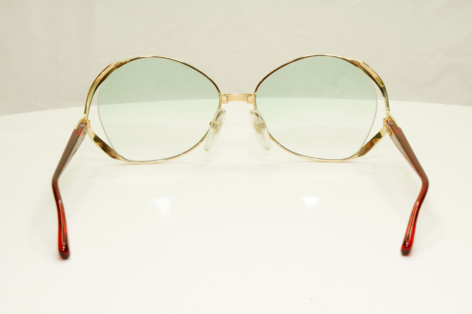 Dior 1990s Gold Sunglasses Austria Red Green Vintage Square Womens 2692 43