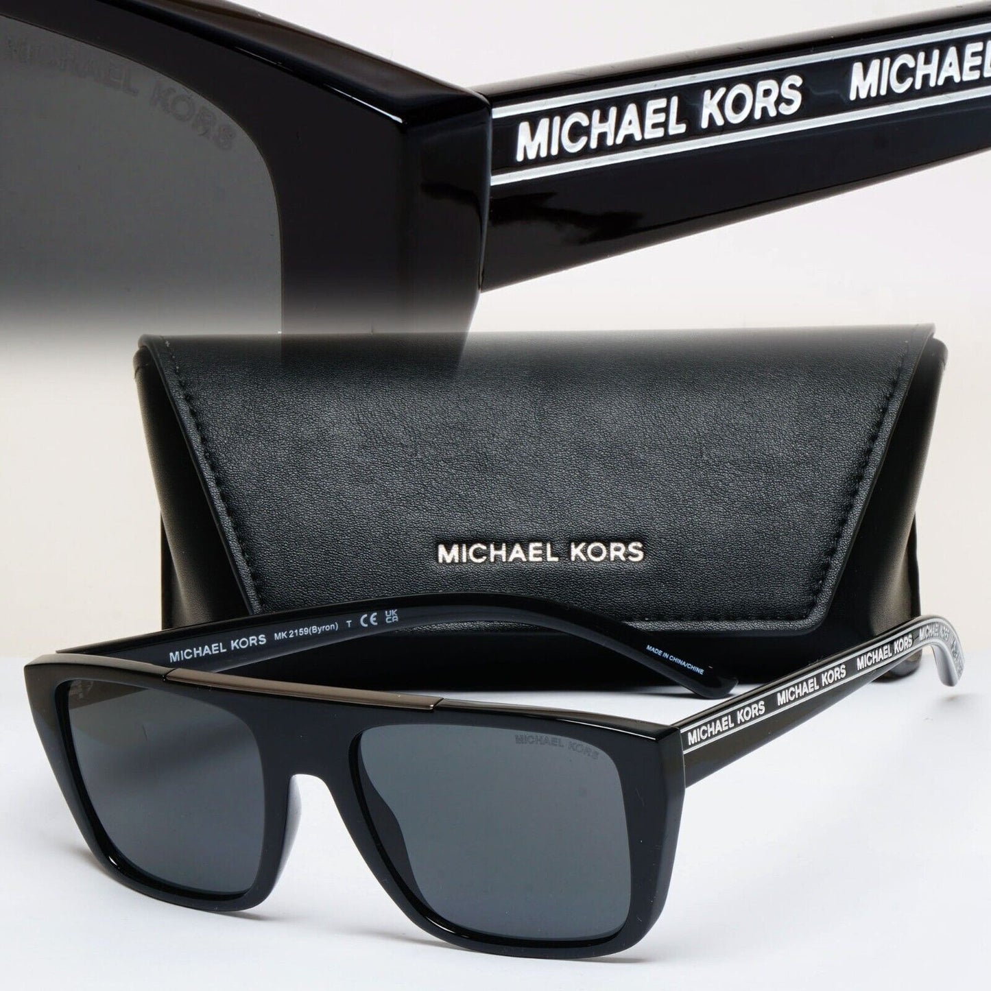 Michael Kors Sunglasses Black Suqare Monogram MK 2159 Byron 3005/87 55mm