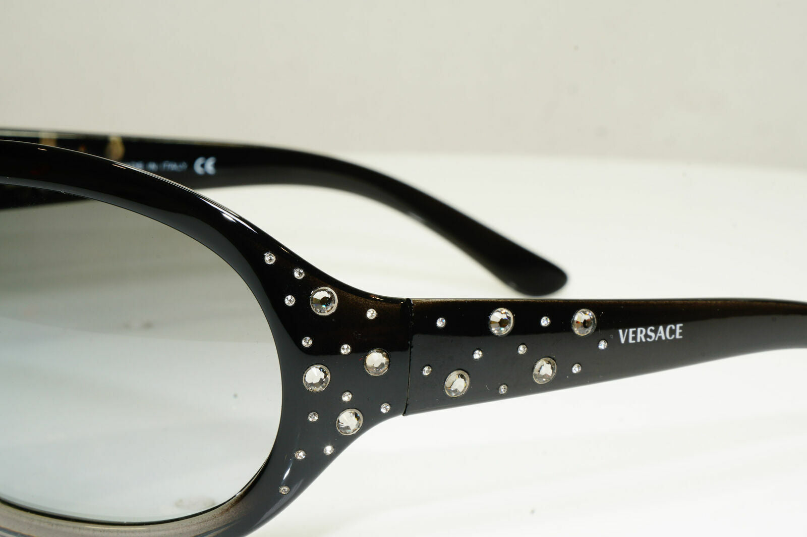 Versace Crystal Gem Black Grey Sunglasses Wrap Womens Designer 4063 528/11 29791