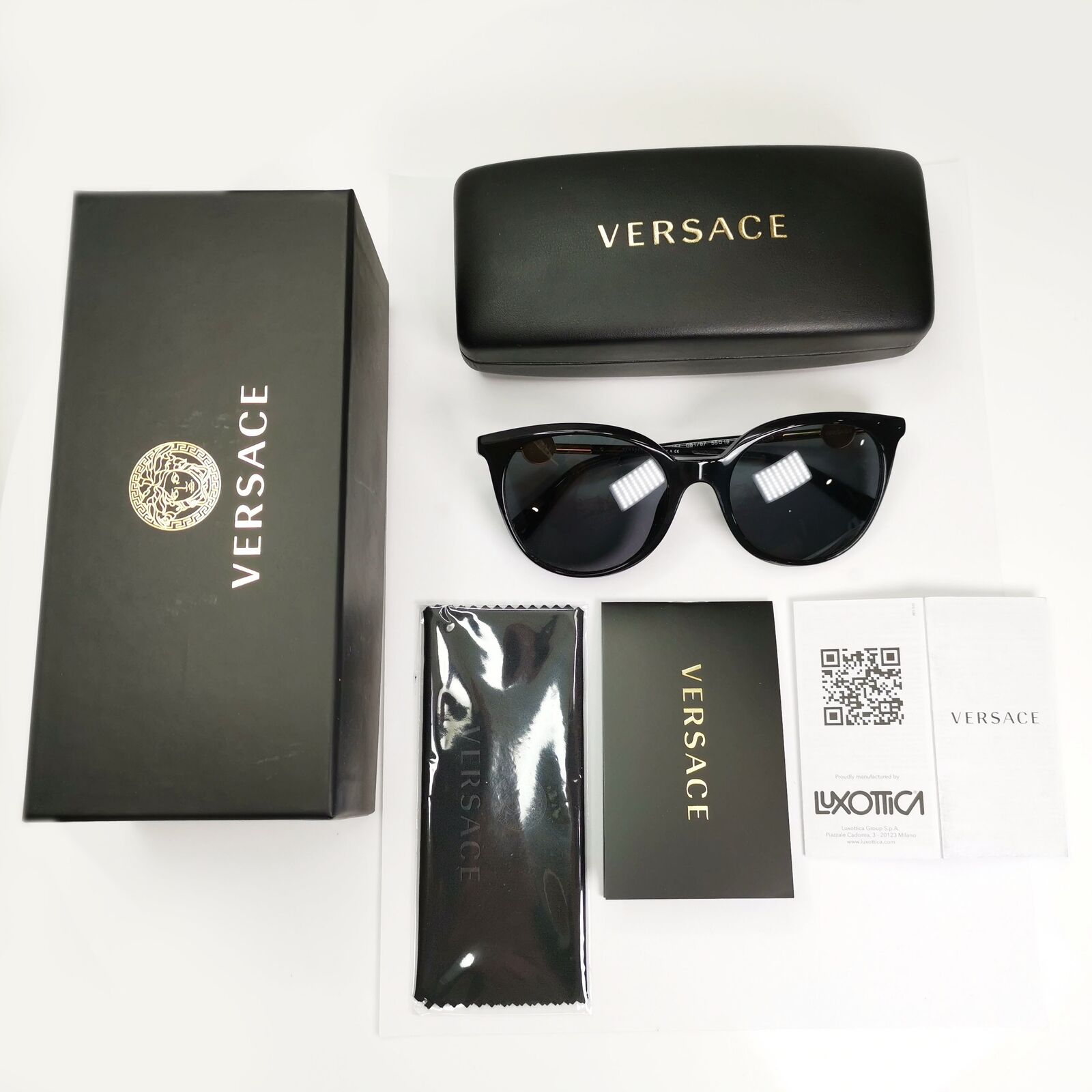Versace Sunglasses Black Gold Medusa Grey Square MOD VE 4404 GB1/87 55mm
