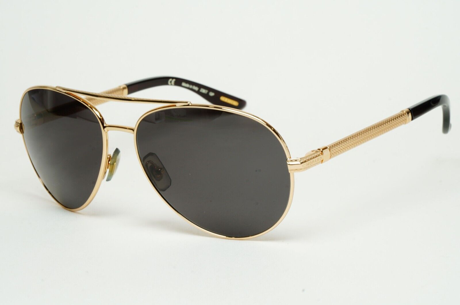 Chopard Sunglasses 23K Gold Plated Pilot Black Metal SCH 763 300K 58mm 120125
