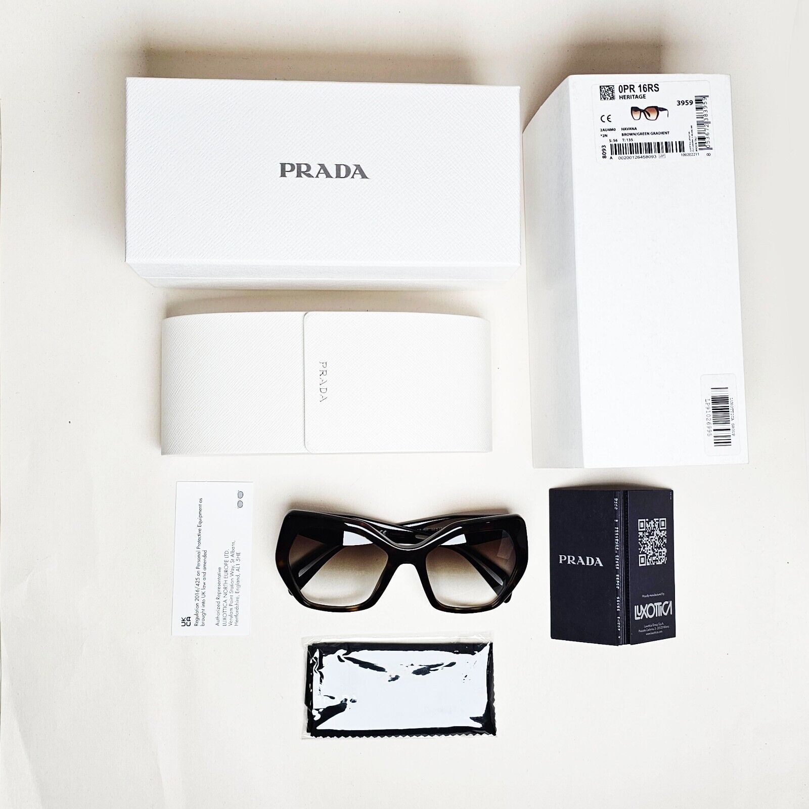Prada Sunglasses Hexagonal Brown Tortoise Square PR16RS SPR 16R 2AU-4M0 56mm