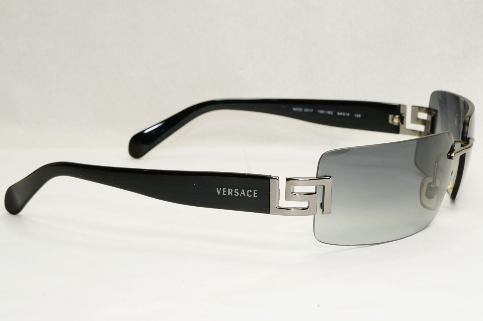 Versace Sunglasses 2004 Vintage Rimless Black Grey MOD 2017 1001/8G 180124