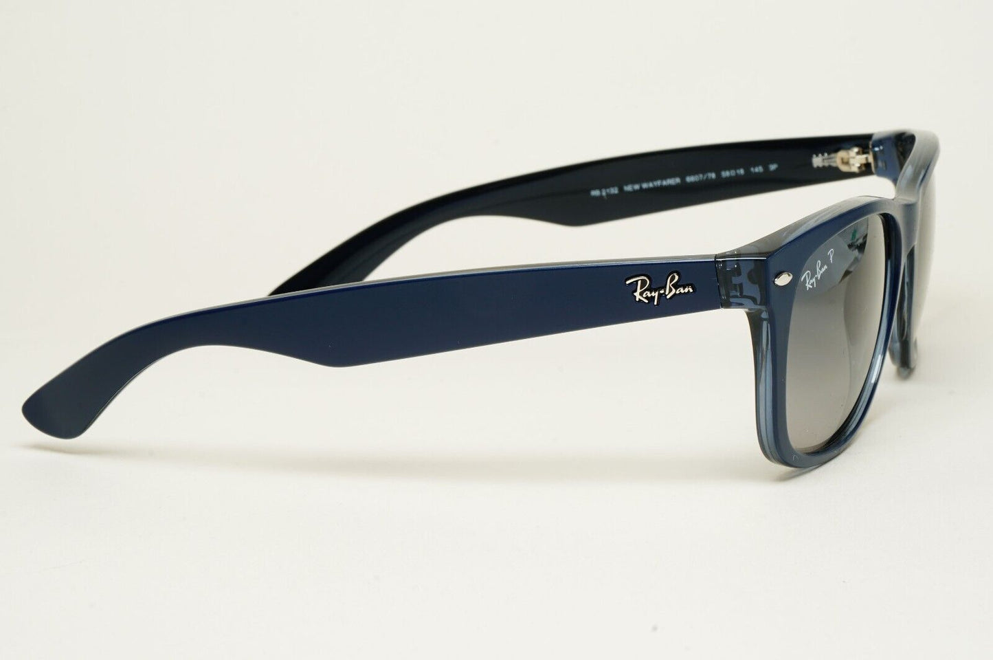 Ray-Ban Sunglasses Polarised New Wayfarer Blue Matte RB 2132 6607/78 58mm