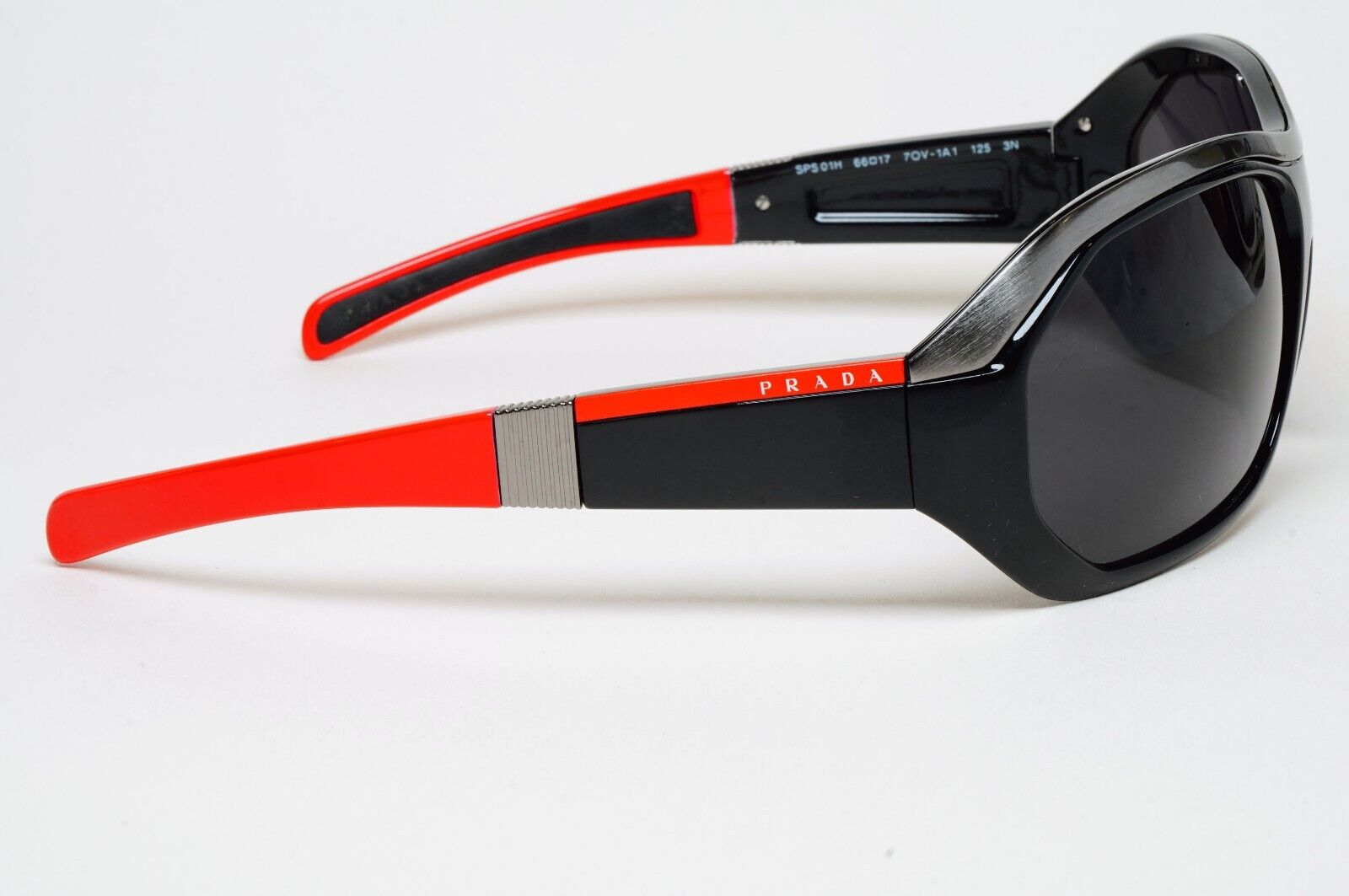 Prada Sunglasses 2006 Vintage Black Red Wrap Rossa PS01HS SPS 01H 7OV-1A1 070125