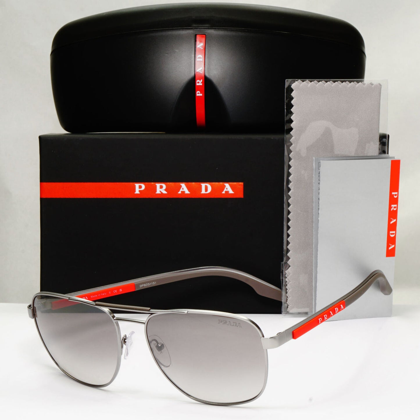 Prada Sunglasses Gunmetal Grey Matte Mirror Silver Pilot PS53XS SPS 53X 7CQ-02M