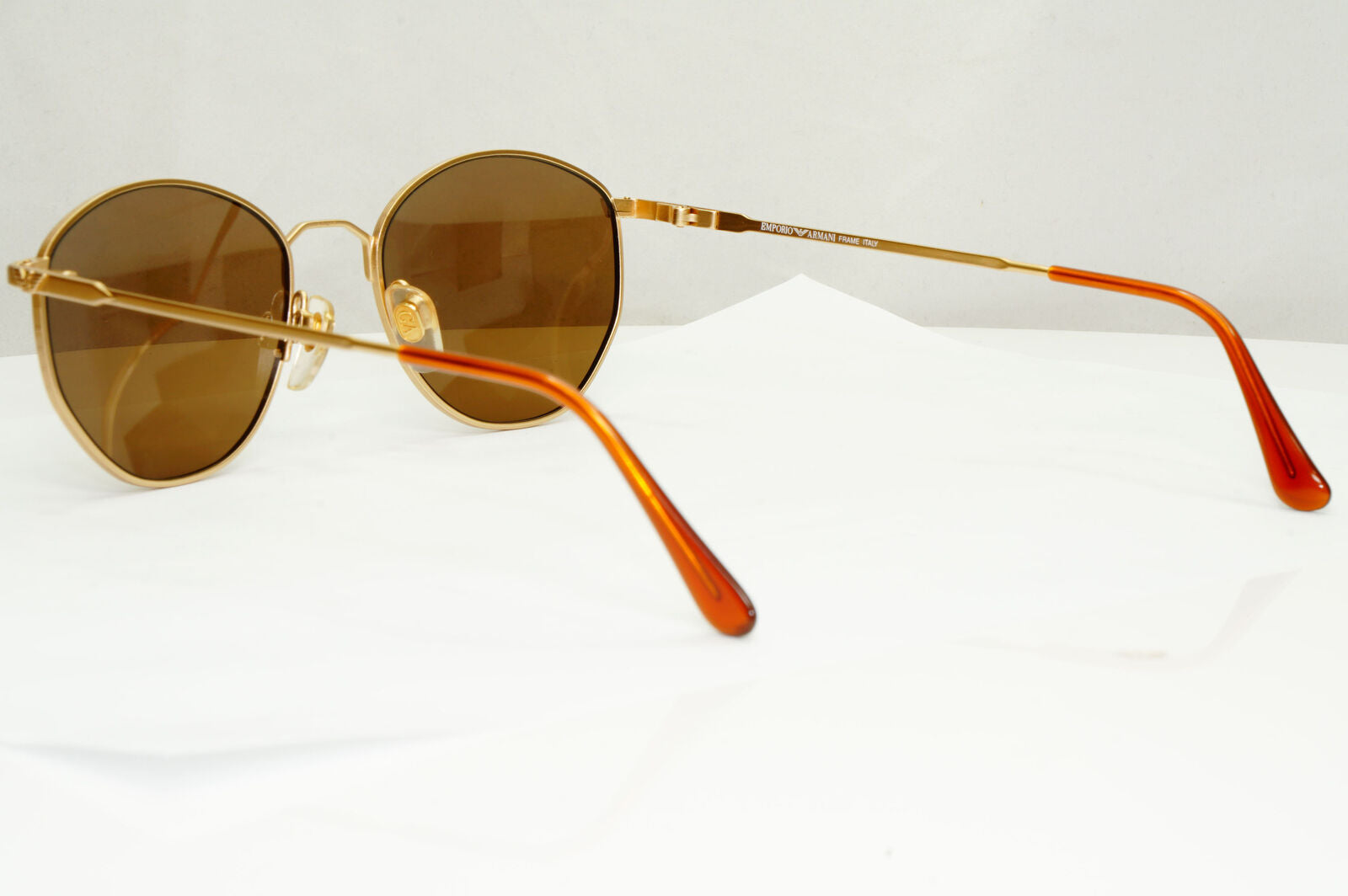 Emporio Armani Sunglasses 1997 Vintage Gold Brown Metal Round 031 703 50mm B