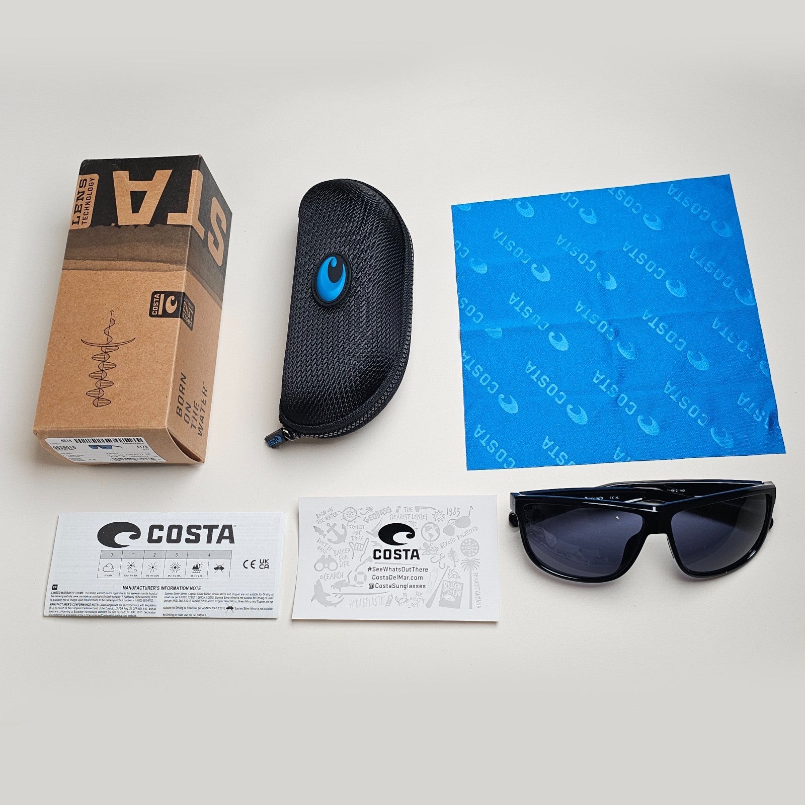 Costa Del Mar Sunglasses Rincondo Polarized Black Gray 580P 06S9010 03 61mm