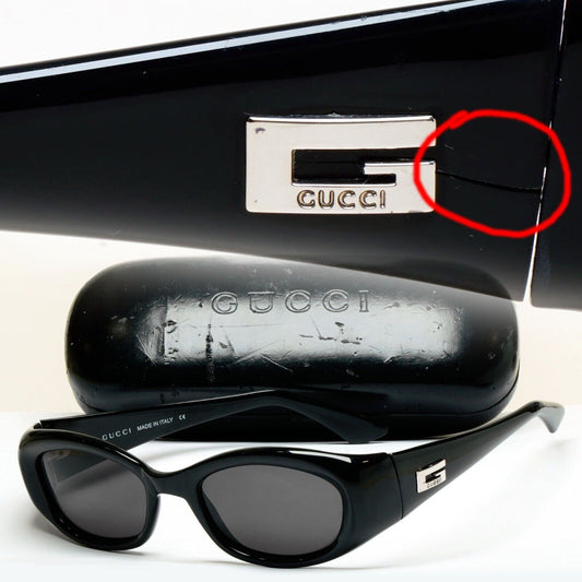 Gucci Sunglasses 1998 Vintage Black Square Retro GG 2432/S 1UF 50mm 280125