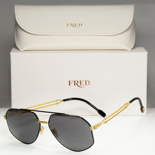 Fred Sunglasses Pilot Gold Black Cable Twist Metal FG40030U 01A Force 10 [A]