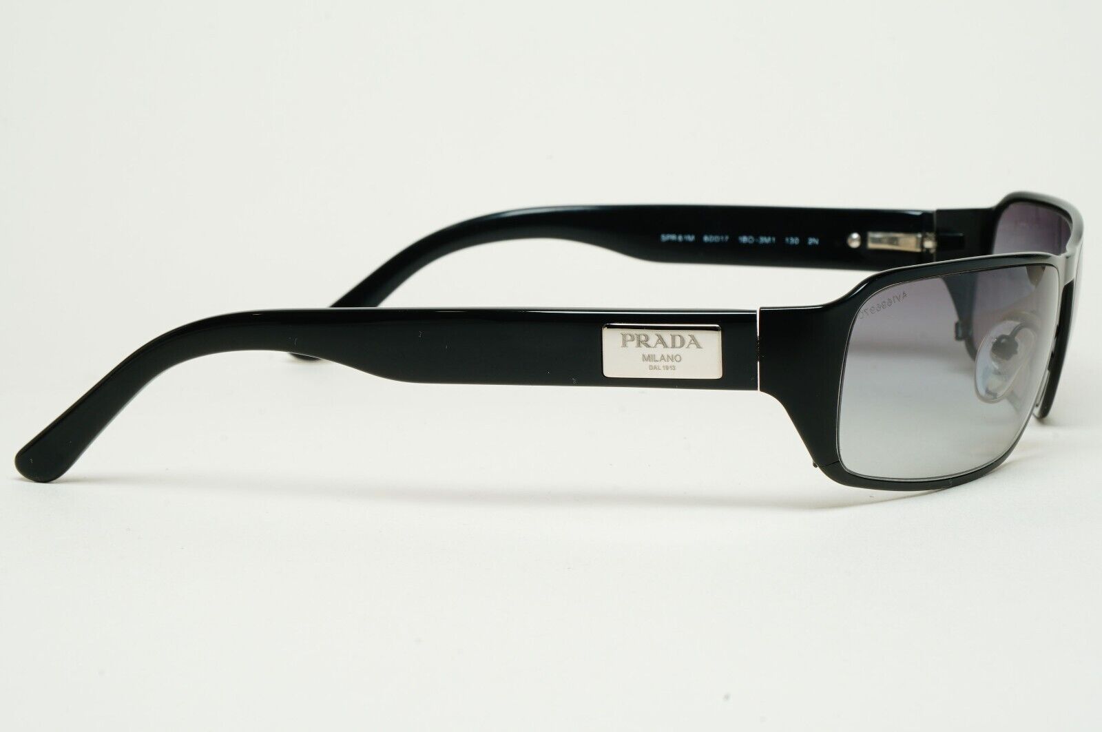 Prada Sunglasses 2007 Vintage Black Grey Rectangle PR61MS SPR 61M 1BO-3M1 310125