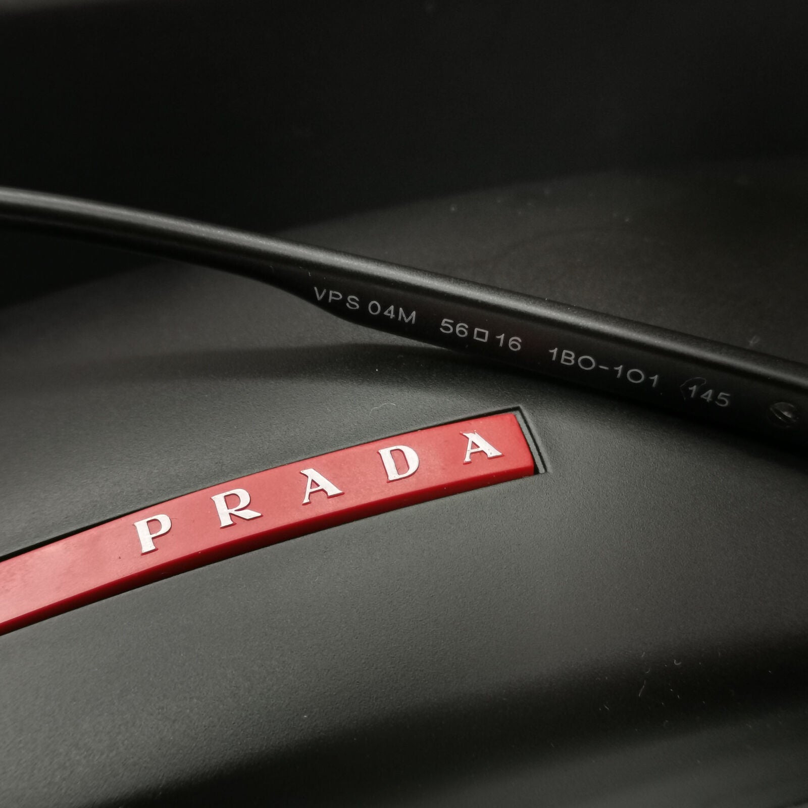 Prada Sunglasses Black Rectangle Square Matte PS04MV VPS 04M 1AB-1O1 56mm