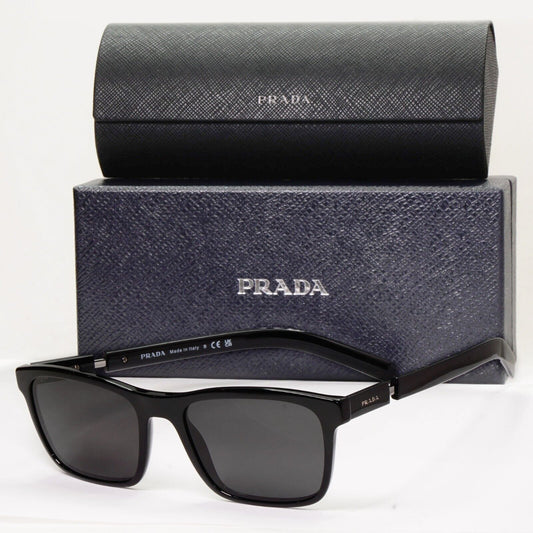 Prada Sunglasses Black Square Glossy Fashion PR16XV VPR 16X 1AB-1O1 55mm