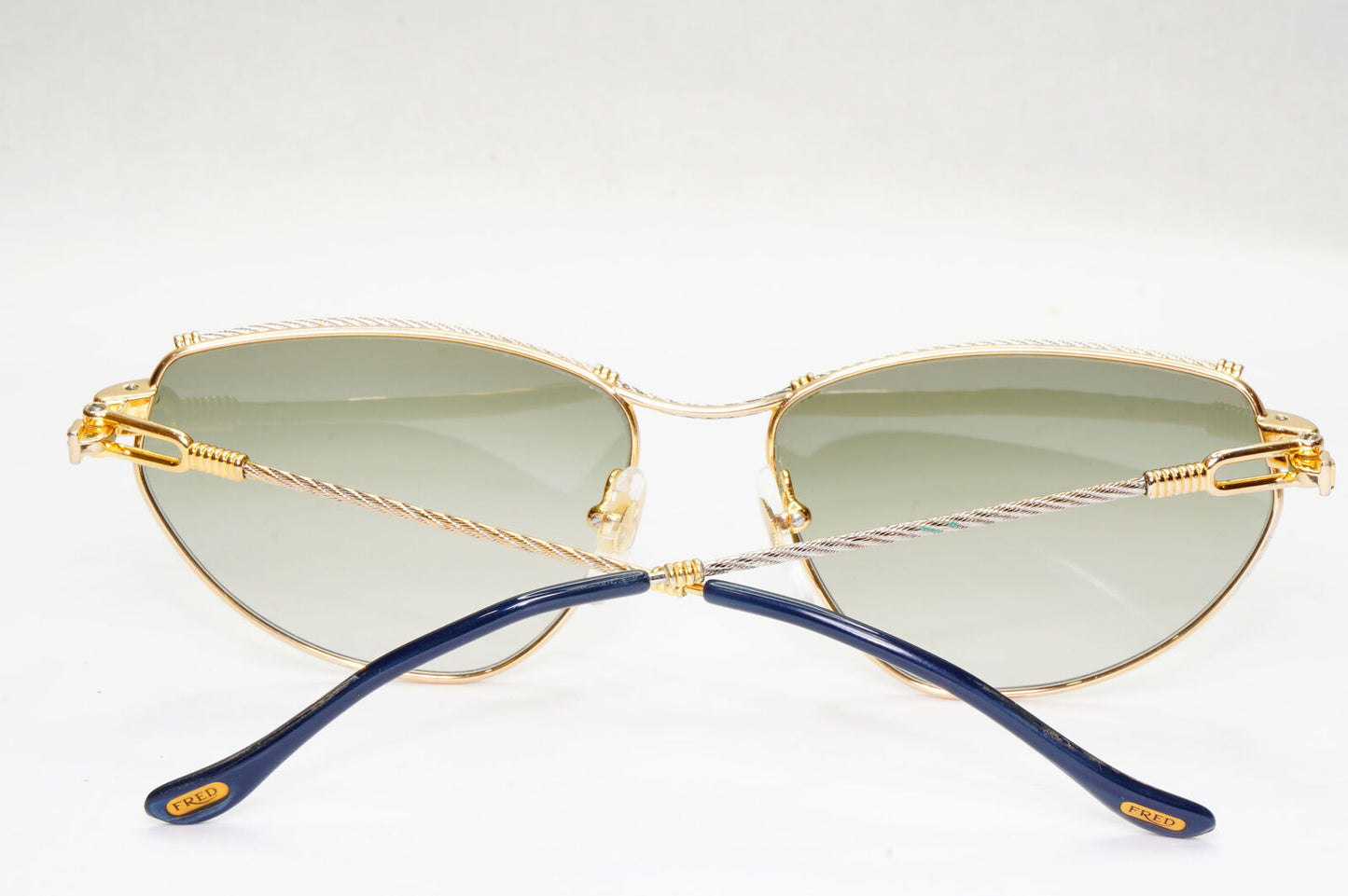 Fred 1990s Cable Twist Gold Sunglasses Vintage Alize France 57-16 Unisex 310323