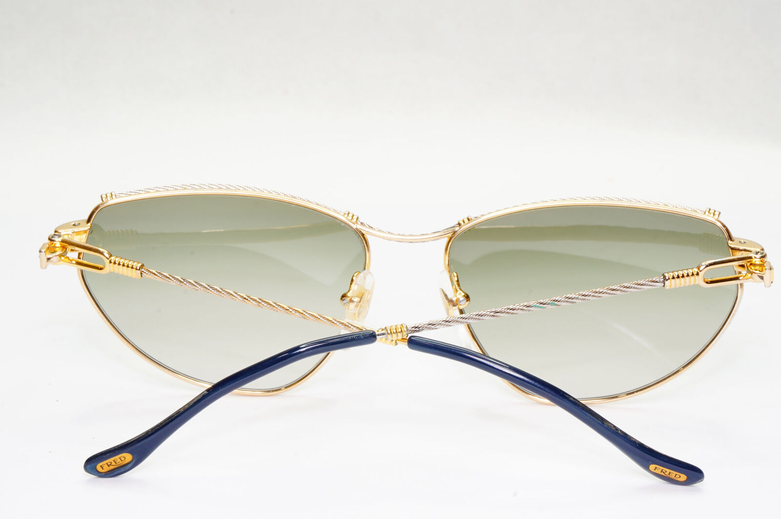 Fred 1990s Cable Twist Gold Sunglasses Vintage Alize France 57-16 Unisex 310323